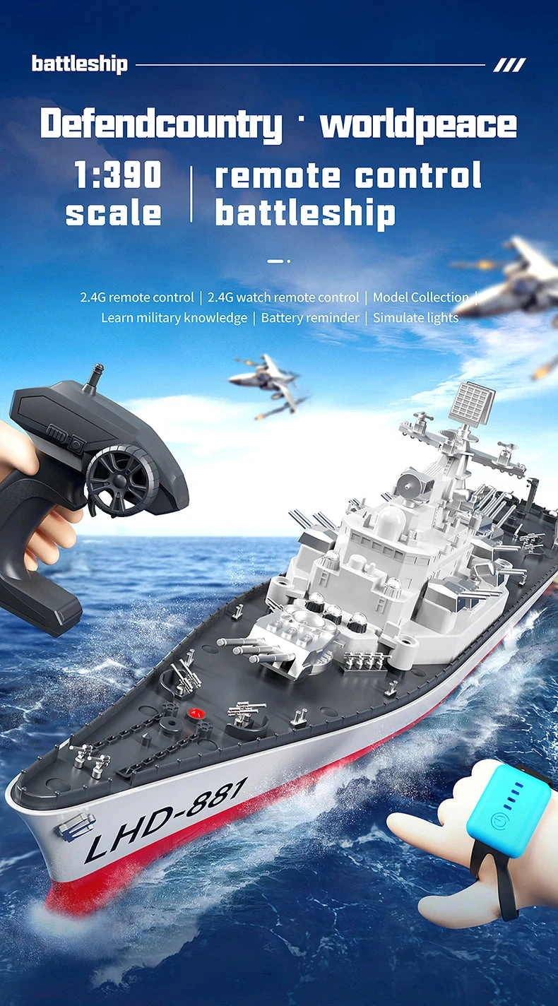 Navy Destroyer RC Boat Conquer the Waves 2.4G Action Toy